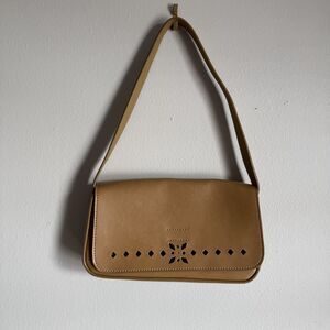 Vintage 90's Mondani Shoulder Bag Purse Tan Camel Diamond Cut Out Cottagecore